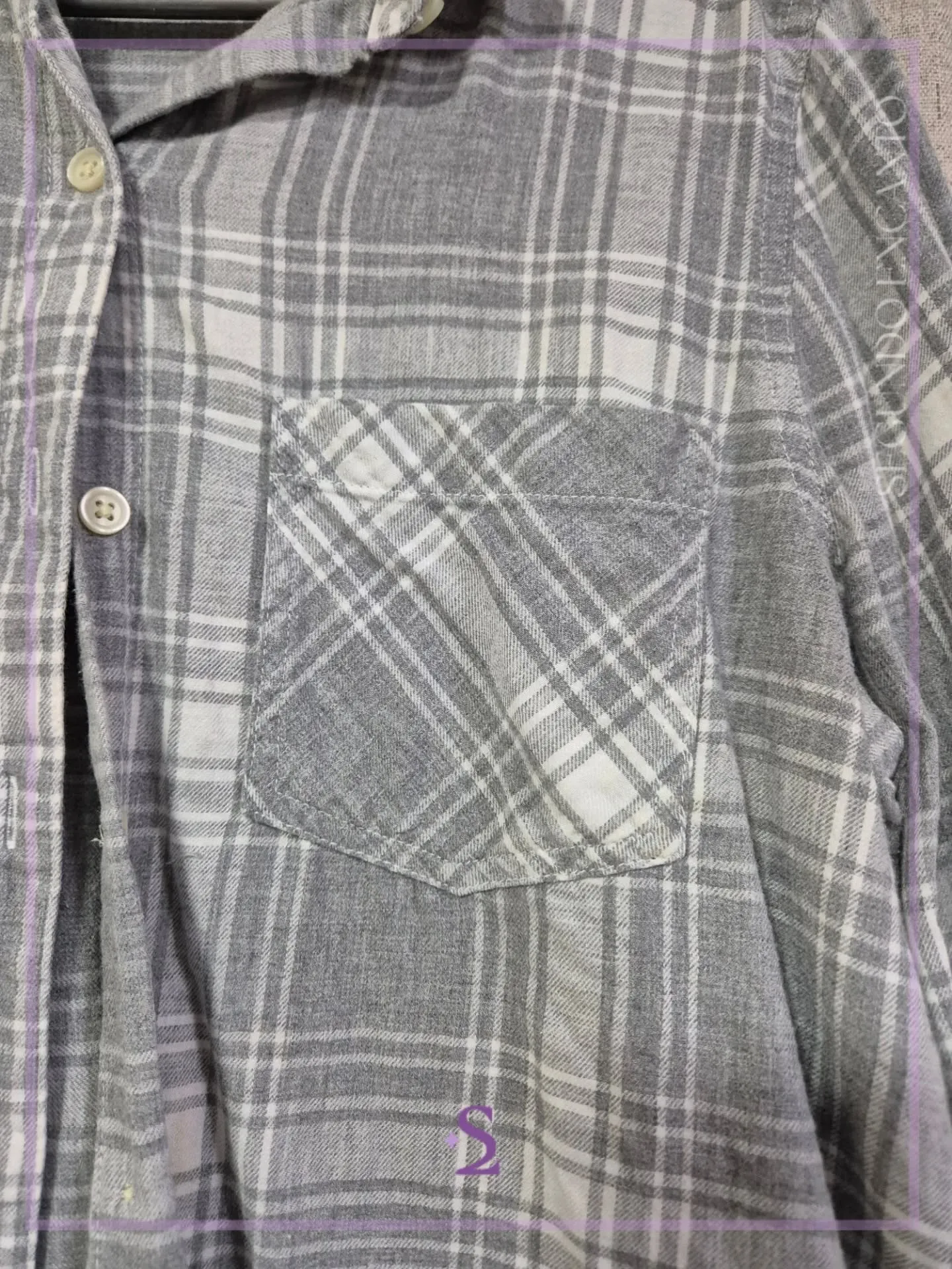 Camisa gris a cuadros manga larga M - Image 5