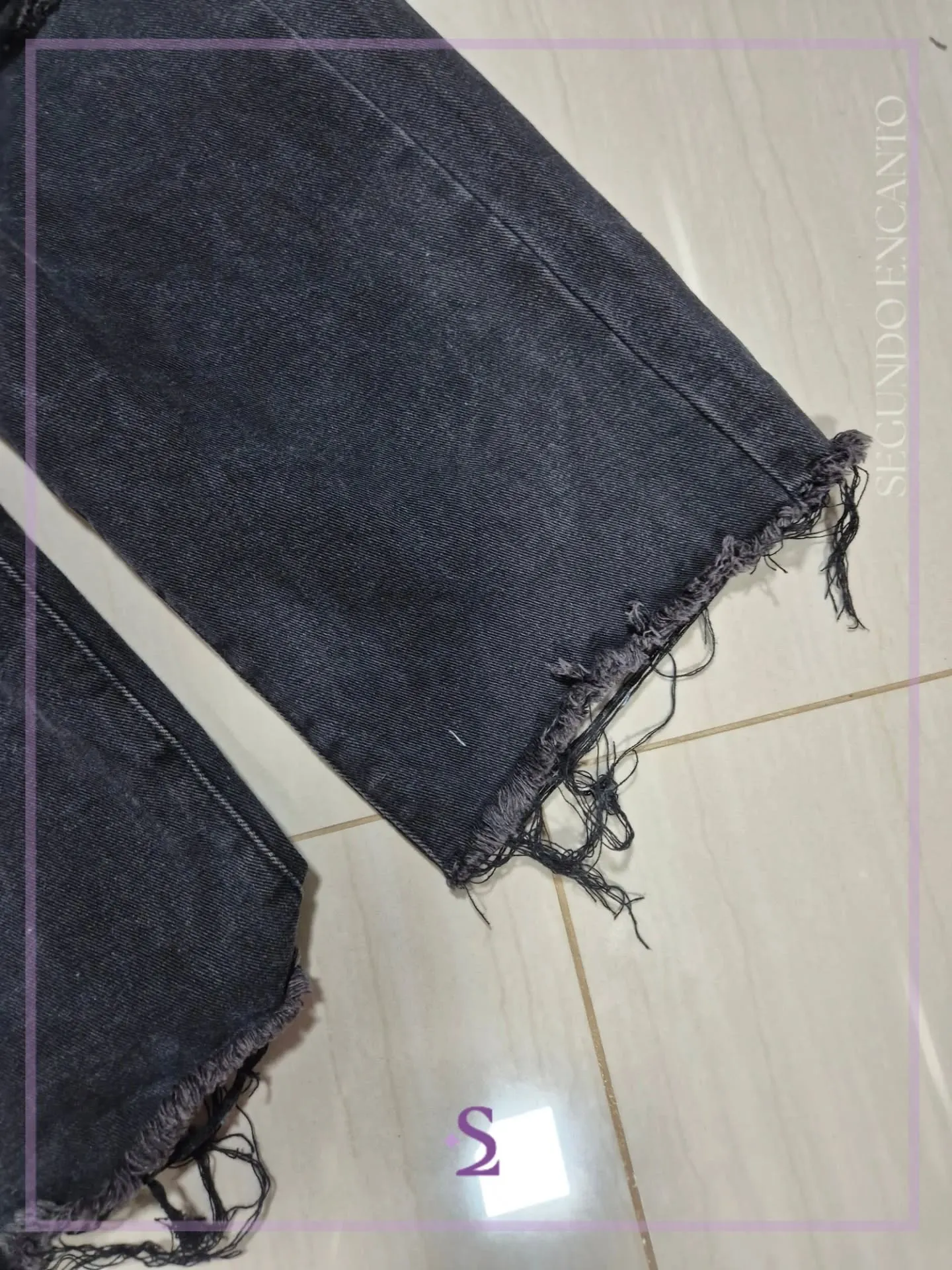 Jeans rotos color negro lavado L - Image 6