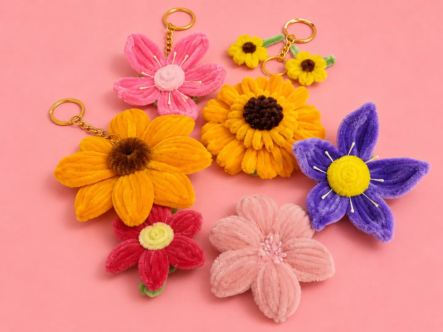 Handmade Floral Keychains - Image 1