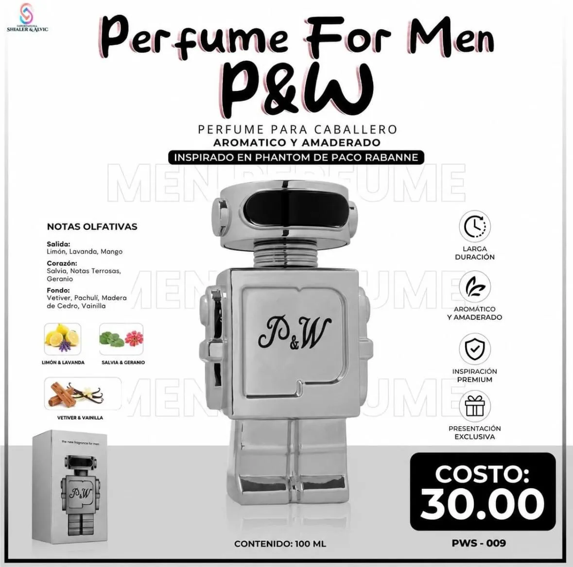 Perfume Hombre P&W 100ml For Men | Inspirado en Phantom de Paco Rabanne - Image 1