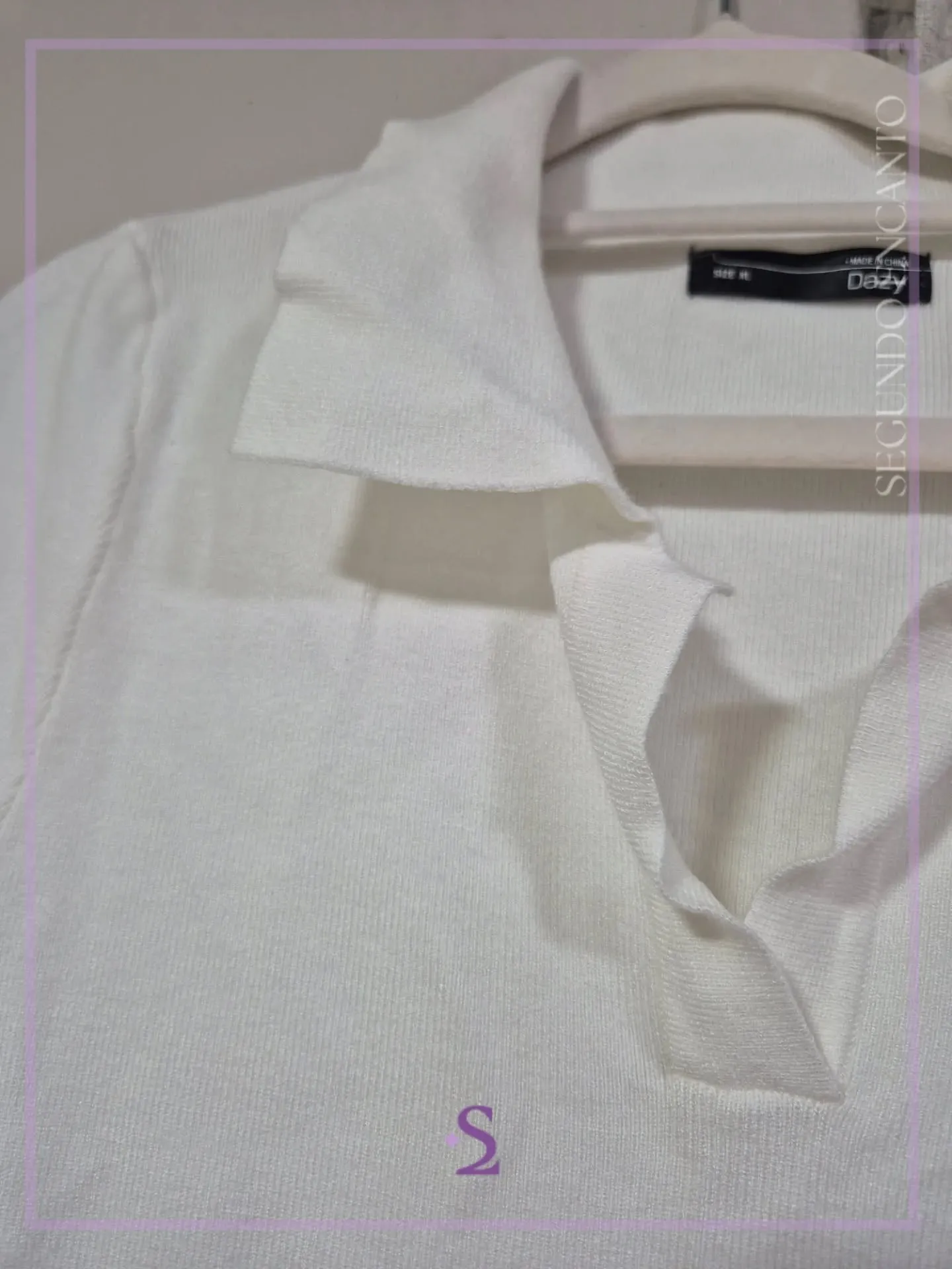 Vestido blanco cuello tipo polo L - Image 4