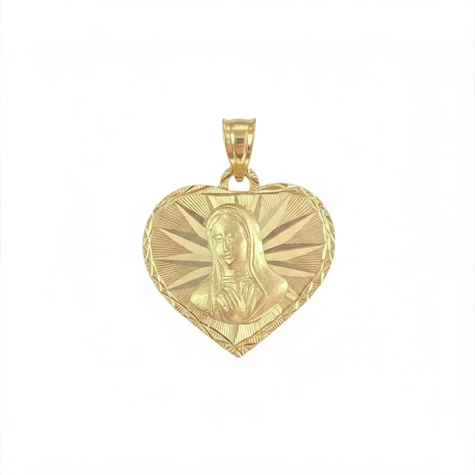 Dije Medalla Corazon Virgen de Guadalupe 10k 0.5g (SIN CADENA) - Image 2