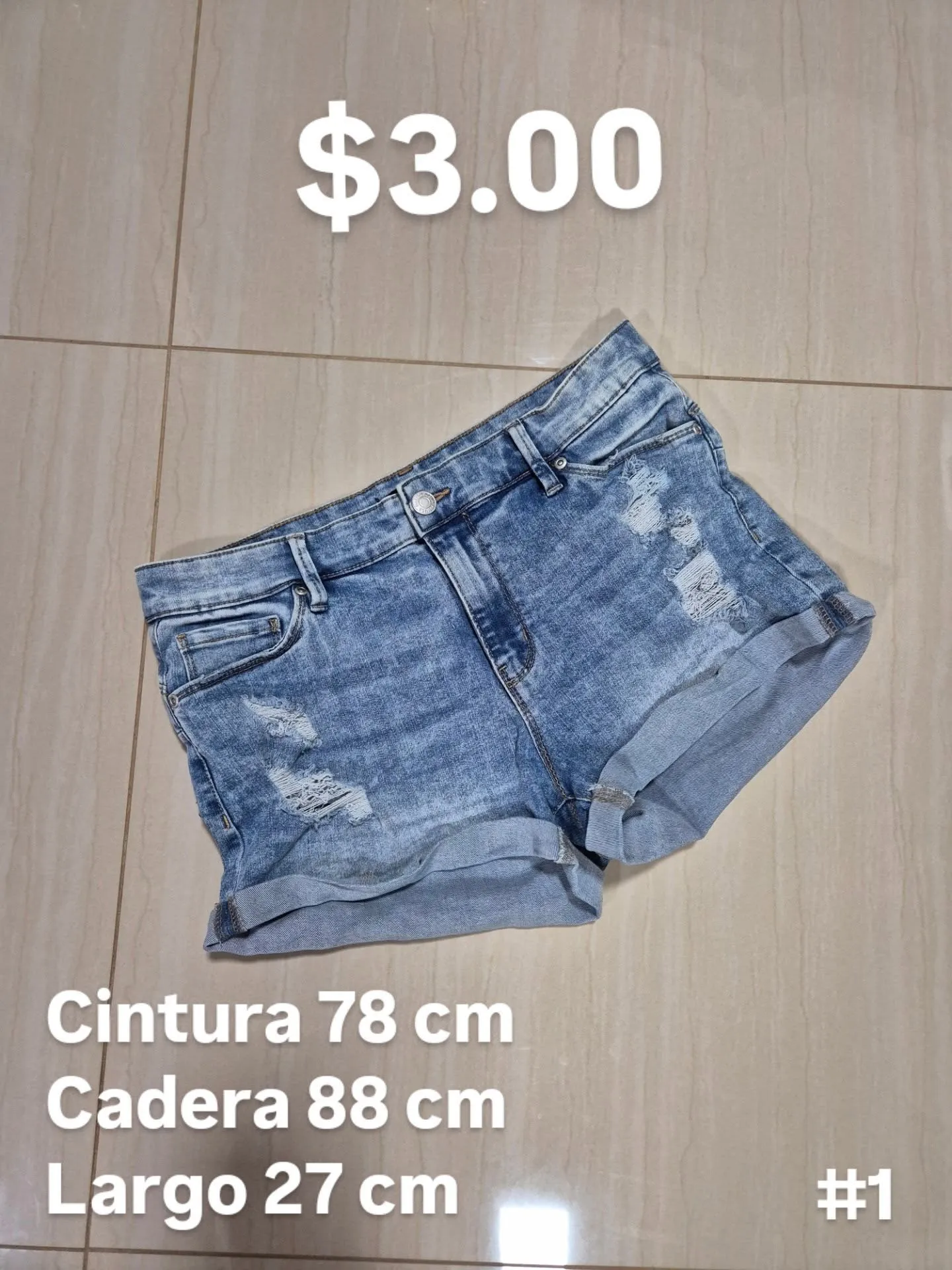 Short de mezclilla roto M - Image 2