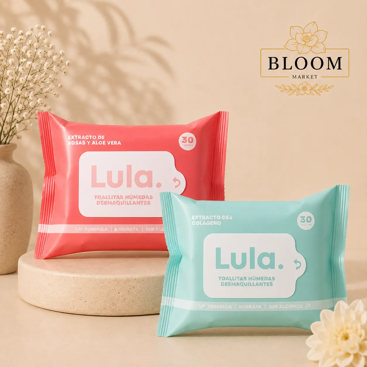 Toallitas Desmaquillante De Colágeno Y Rosas 30UND- Lula - Image 1