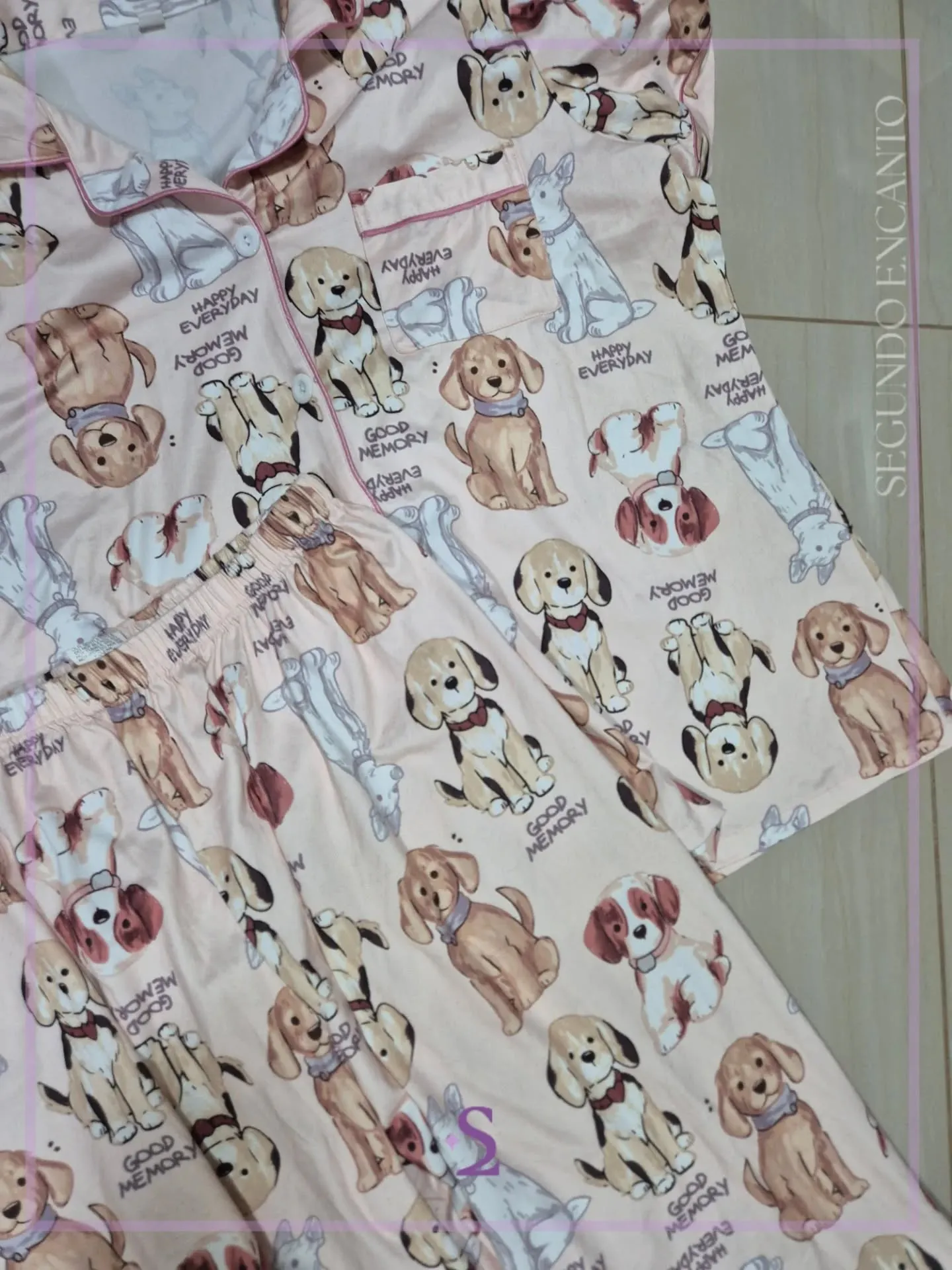 Set de pijama camisa y pantalon perritos L - Image 4