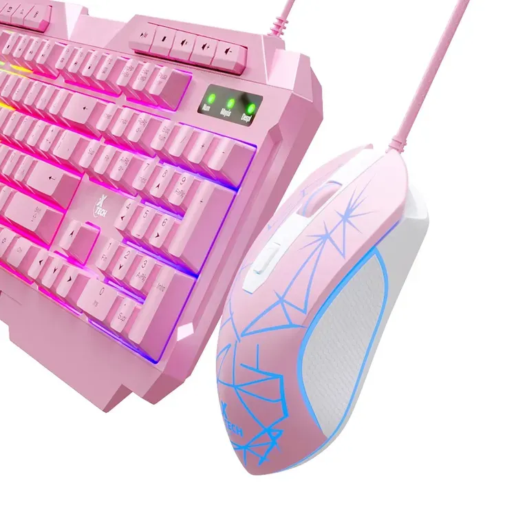 Combo XTECH Alámbrico Teclado + Mouse XTK-540S Gaming Rosado - Image 1