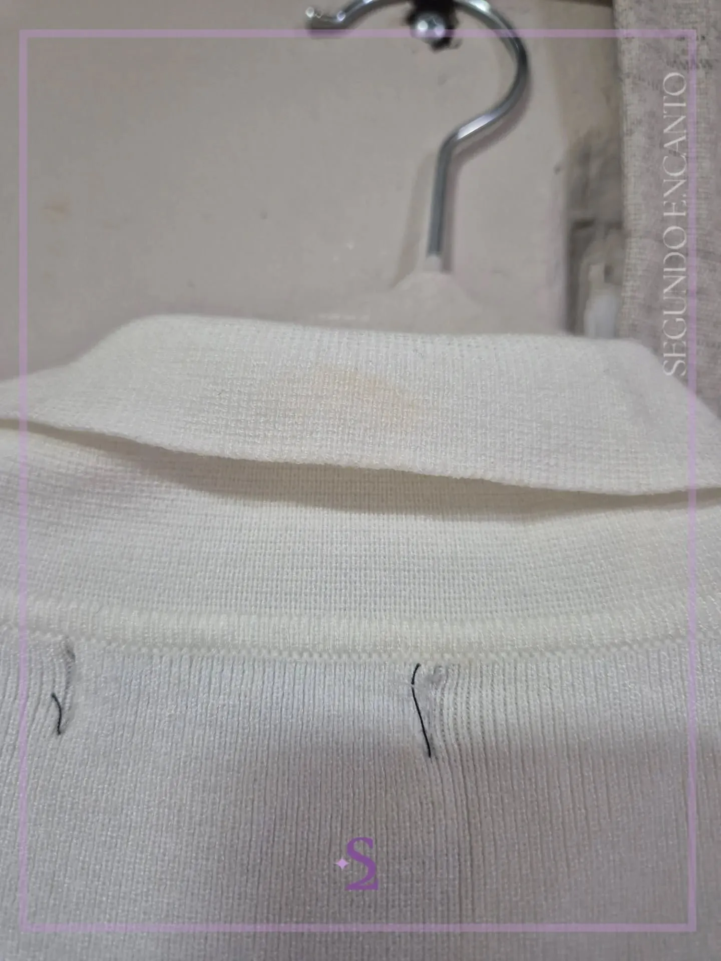 Vestido blanco cuello tipo polo L - Image 3