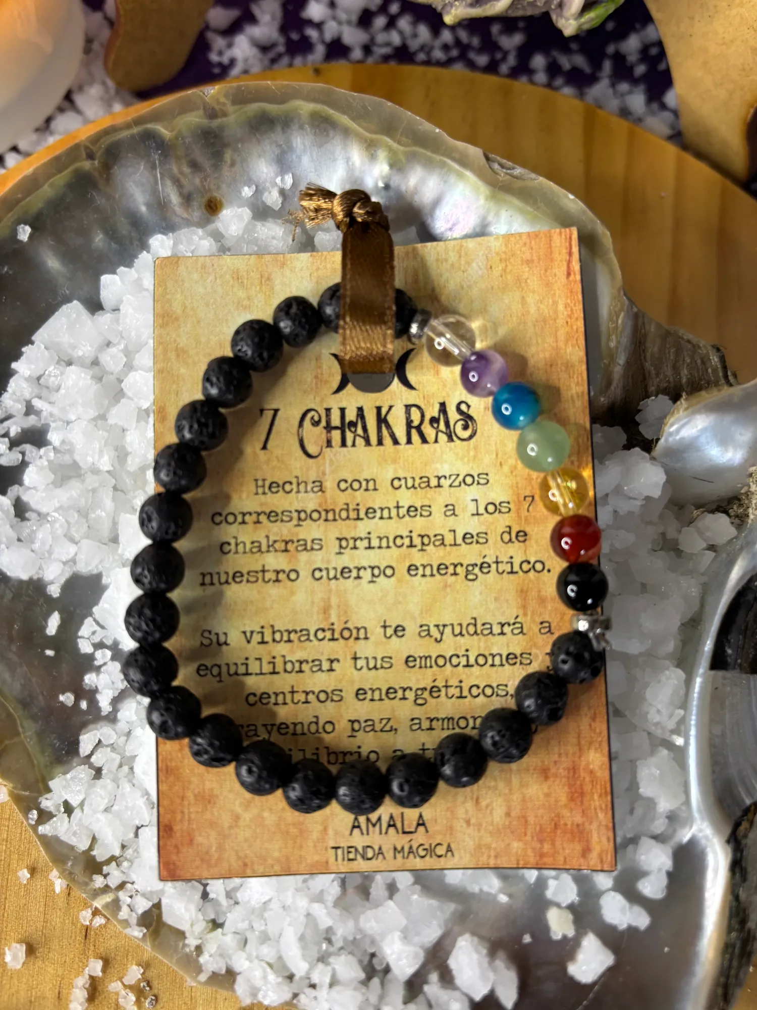 Pulsera 7 Chakras y piedra volcánica - Image 1