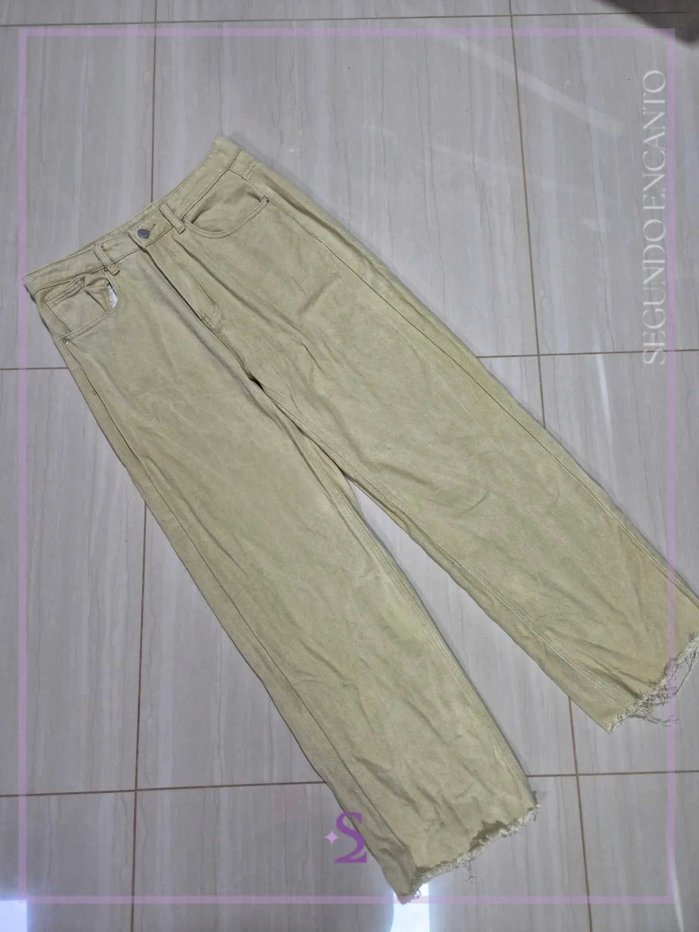 Pantalones tono verde oliva claro L - Image 1