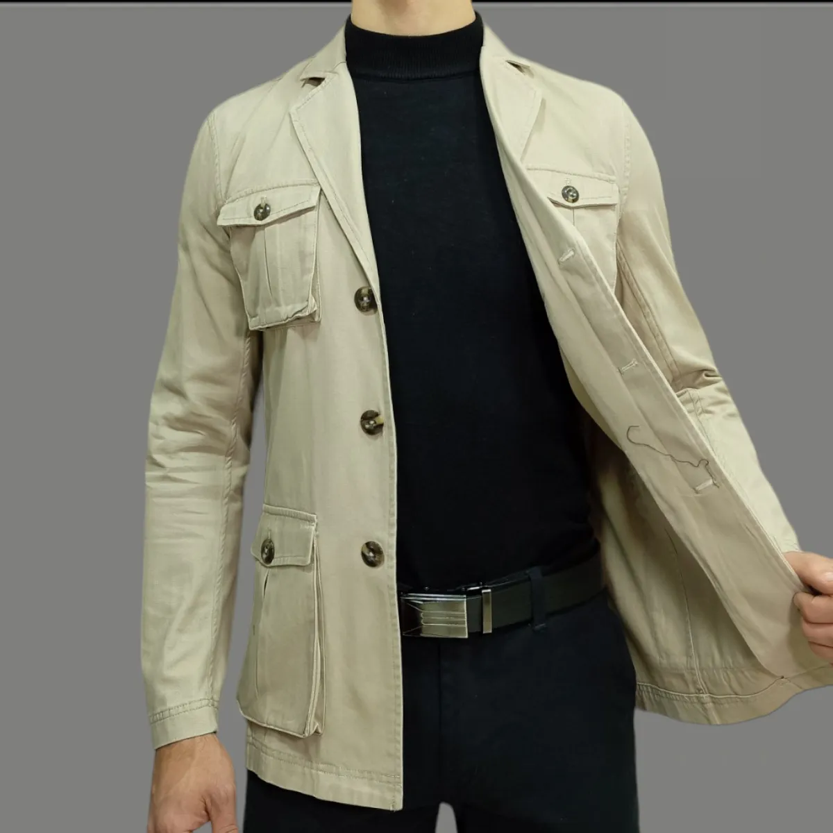 Blazer en drill beige - Image 2