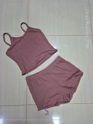 Set pijama rosado tela wafle L