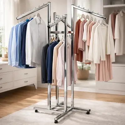 Perchero De Ropa Metalico Cromado 4 Brazos Exhibidor Tienda
