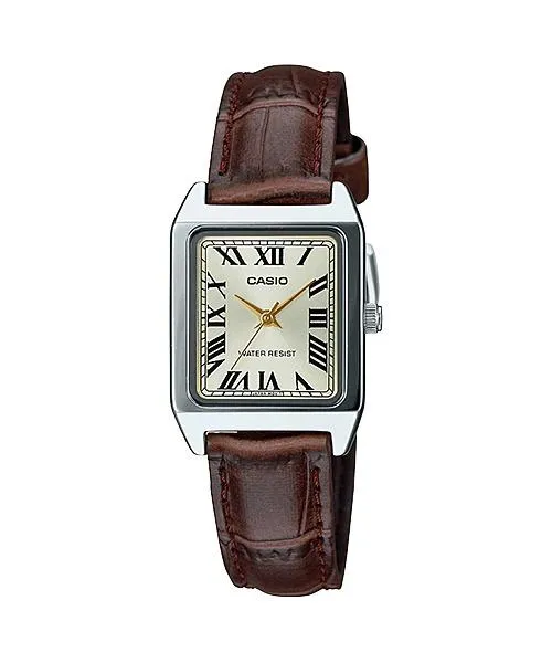 Reloj Casio Para Mujer Pulsera De Cuero Análogo, Color Plateado - Image 1