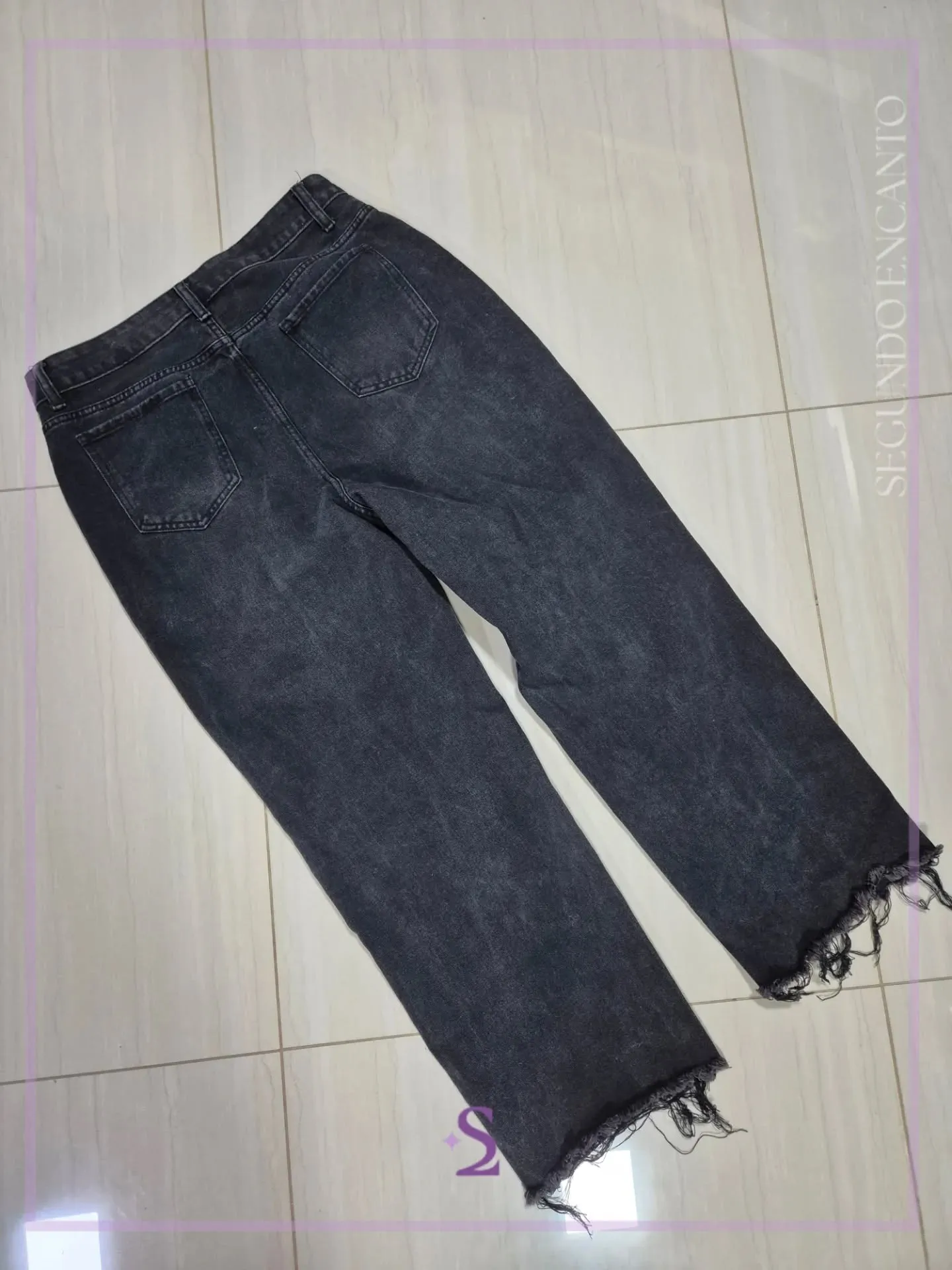 Jeans rotos color negro lavado L - Image 5