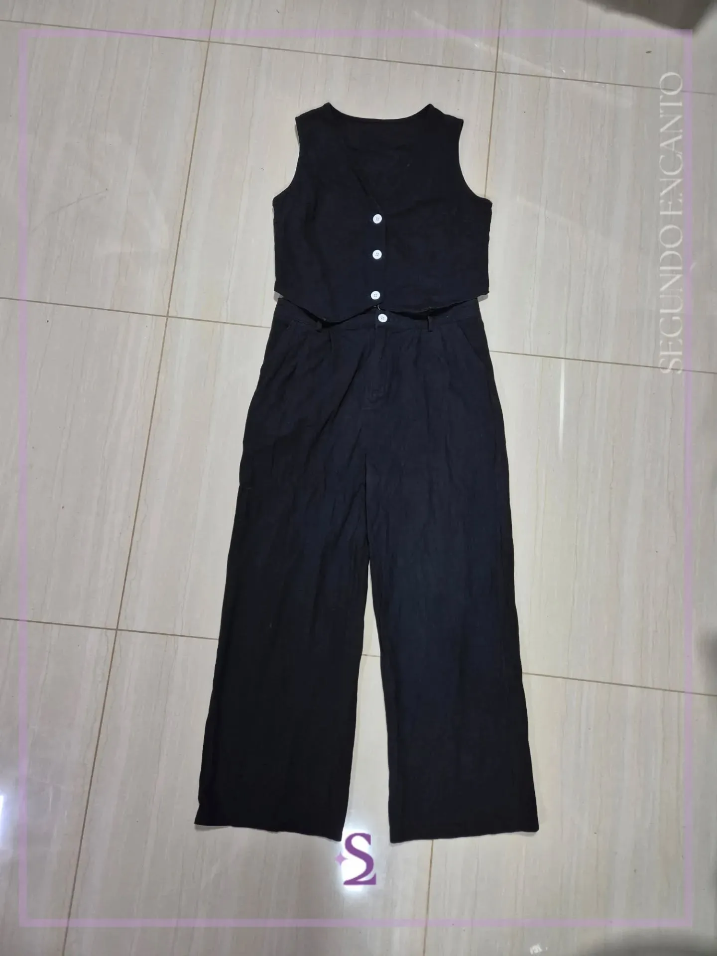 Conjunto chaleco y pantalon negro L/M - Image 5