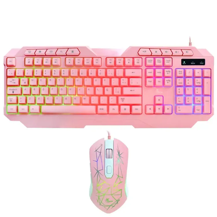 Combo XTECH Alámbrico Teclado + Mouse XTK-540S Gaming Rosado - Image 3