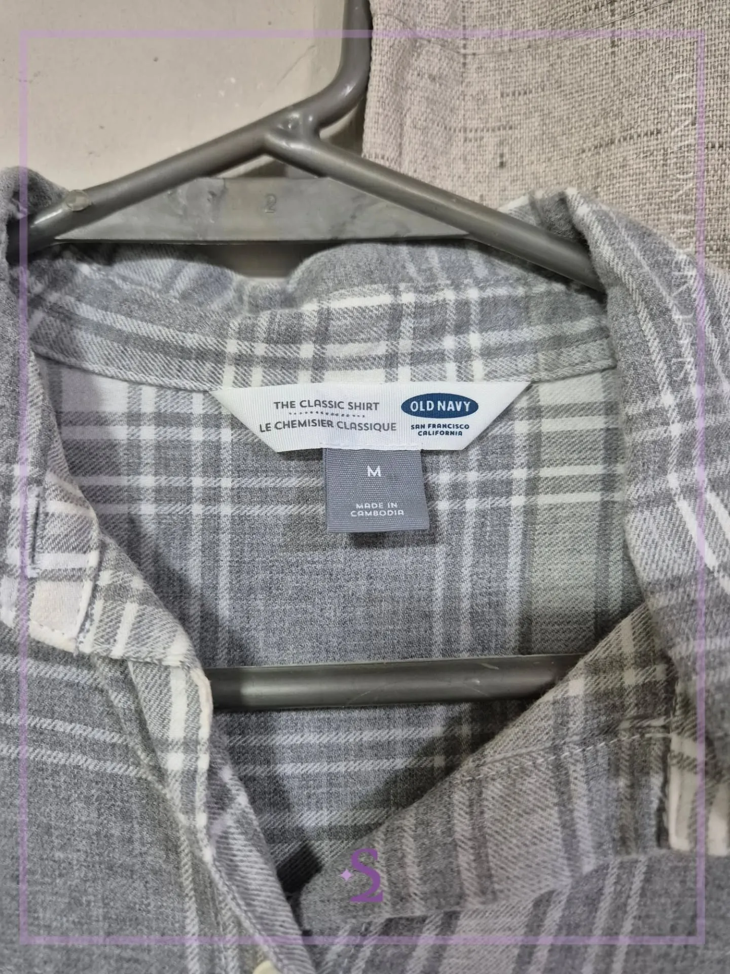Camisa gris a cuadros manga larga M - Image 2