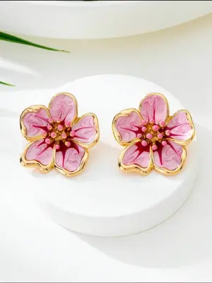 Pendiente flor de rosa 