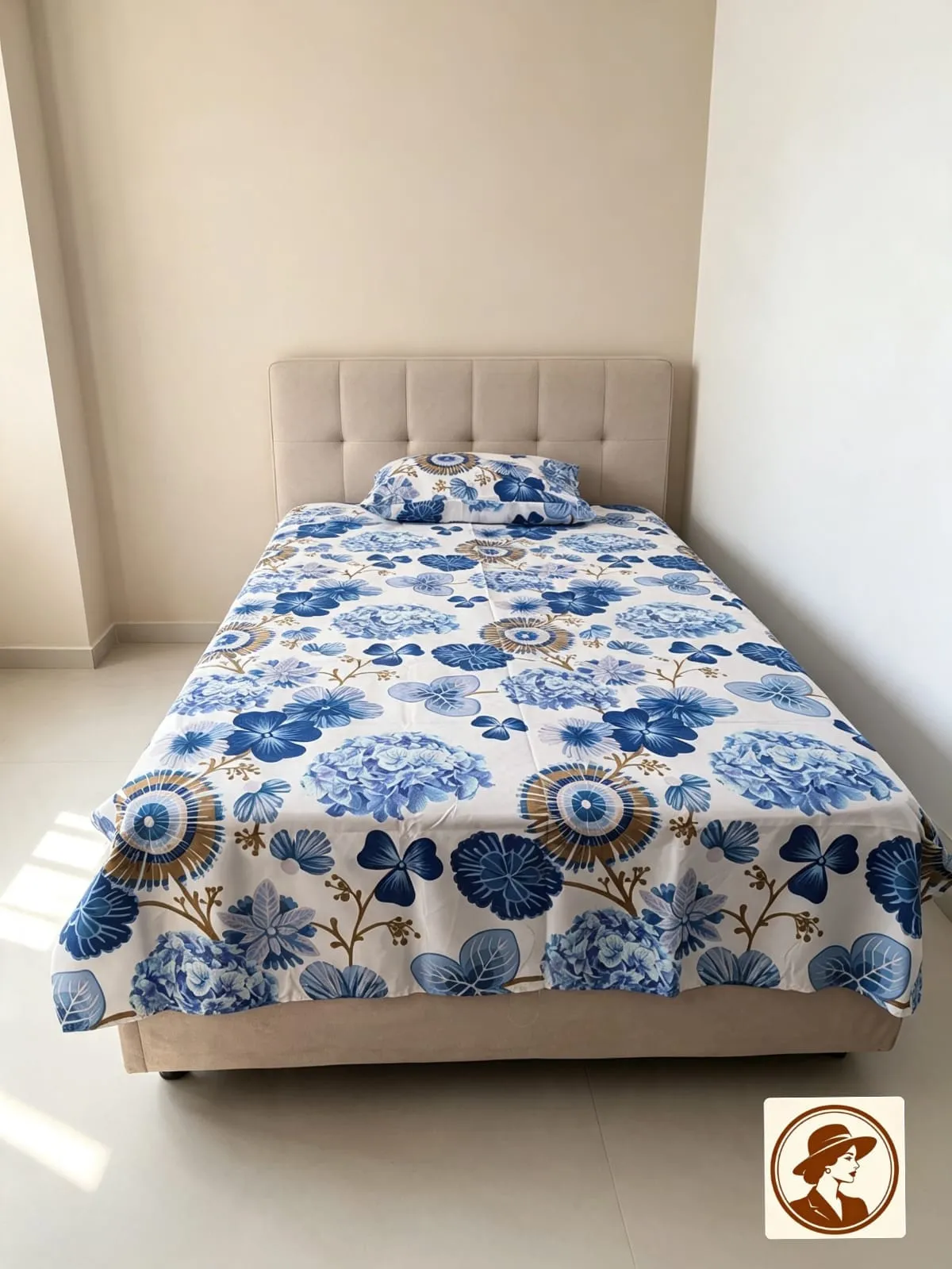 Juego de sabanas estampado floral azul - cama sencilla - Image 2