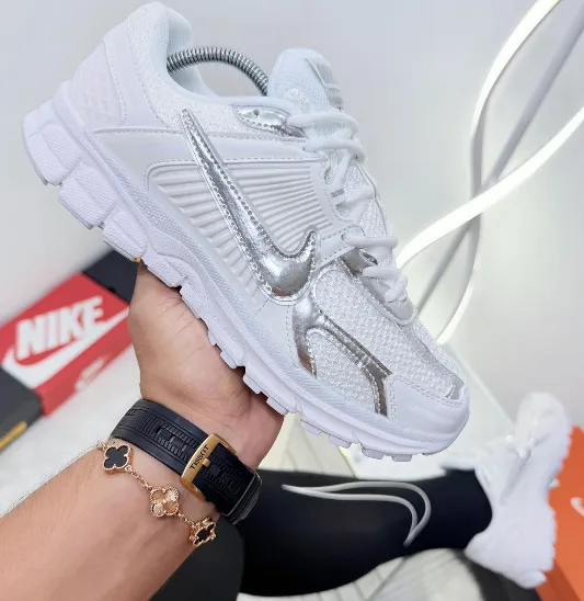 Nike Zoom Vomero 5 – Triple White & Chrome - Image 1