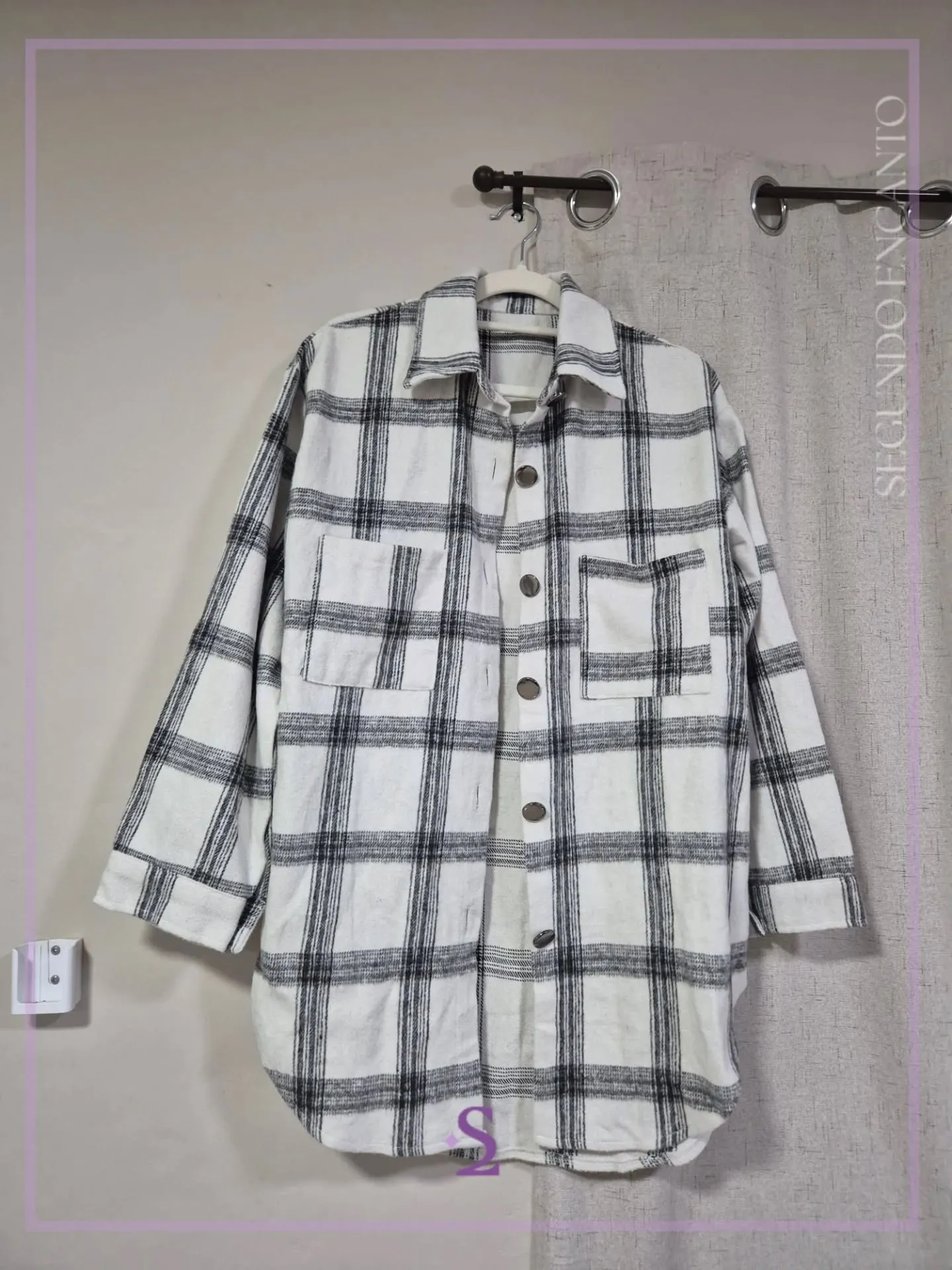 Chaqueta blanco y negro a cuadros M - Image 1