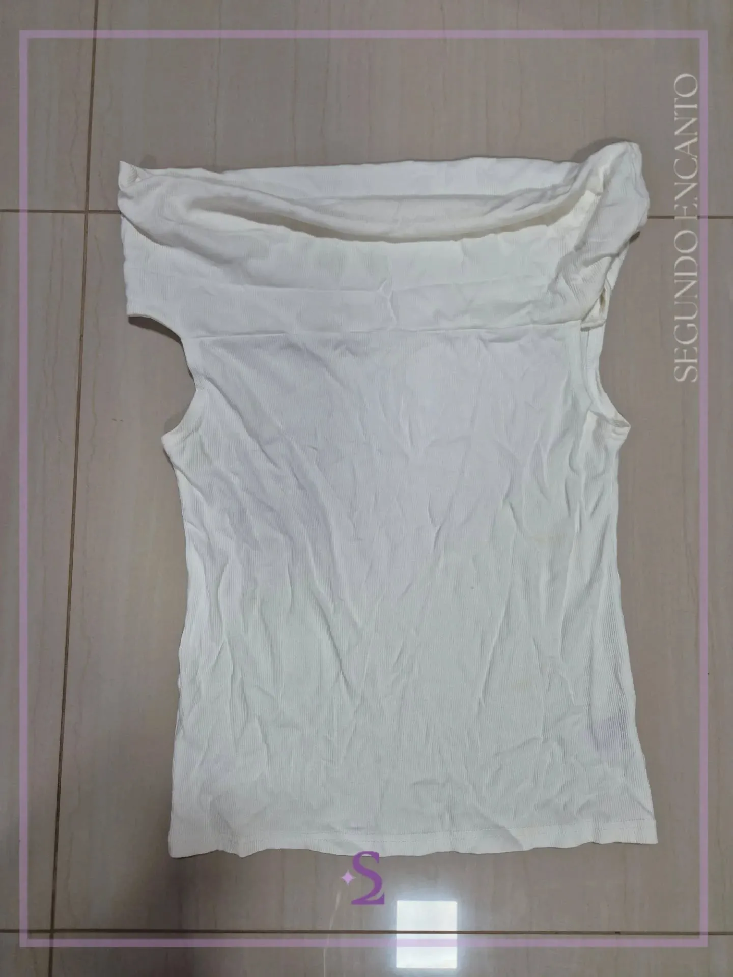 Blusa blanca con hombros descubiertos L - Image 3