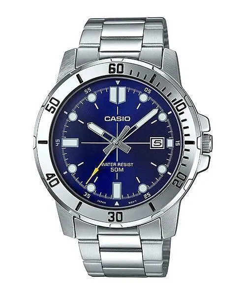 Reloj Casio Para Hombre Pulsera De Metal Análogo Azul - Image 1