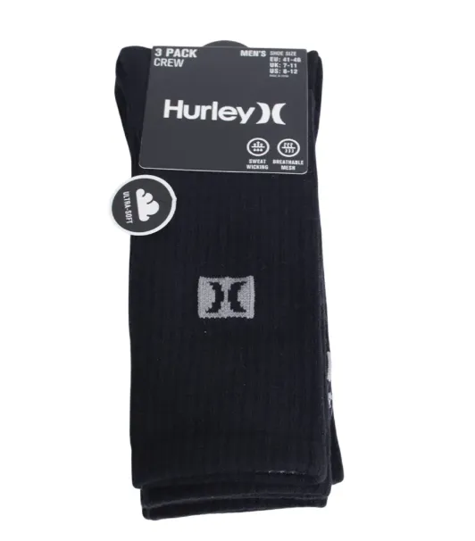 Pack de 3 pares de calcetines Hurley crew para hombre - Image 2