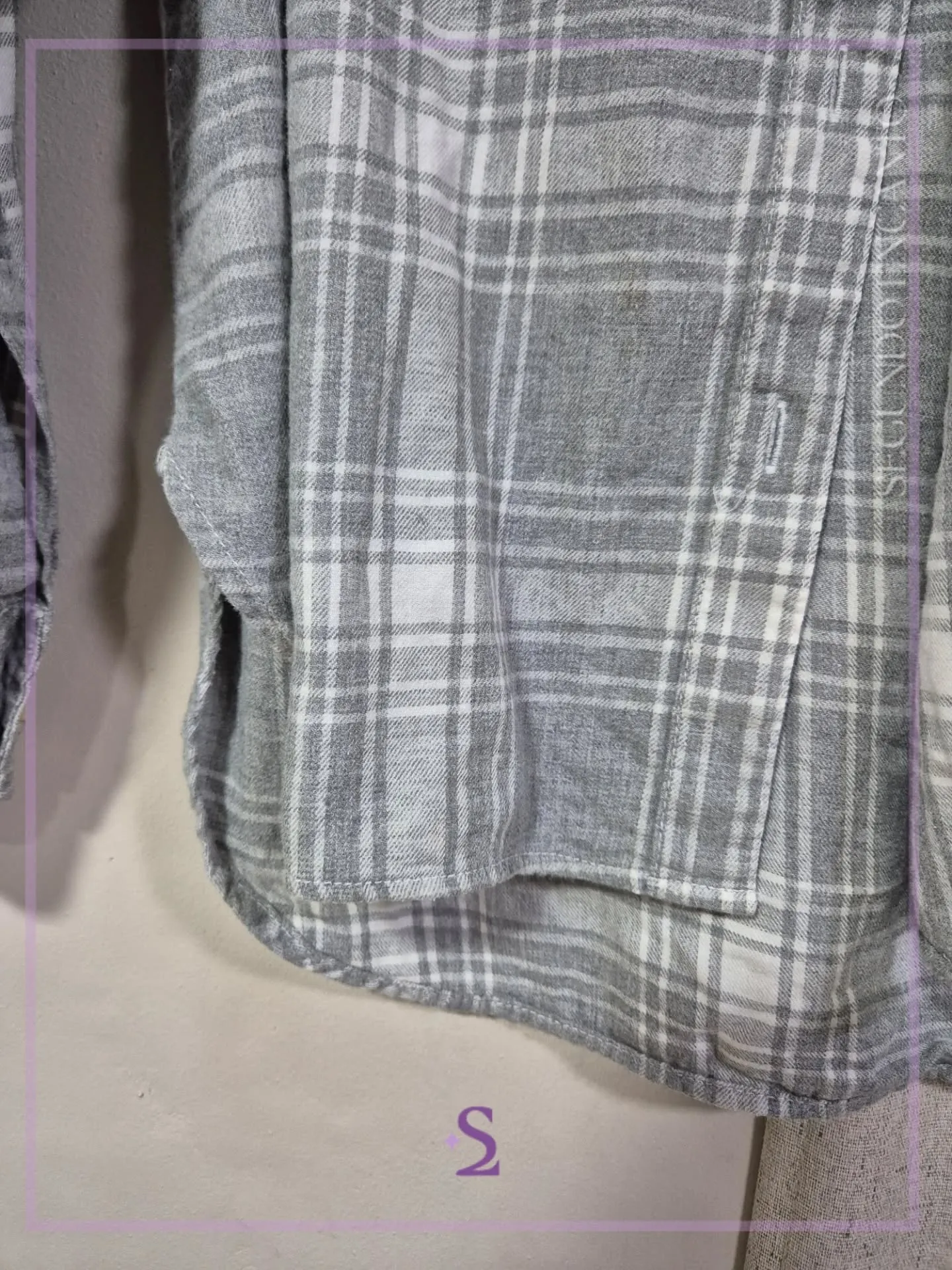 Camisa gris a cuadros manga larga M - Image 3