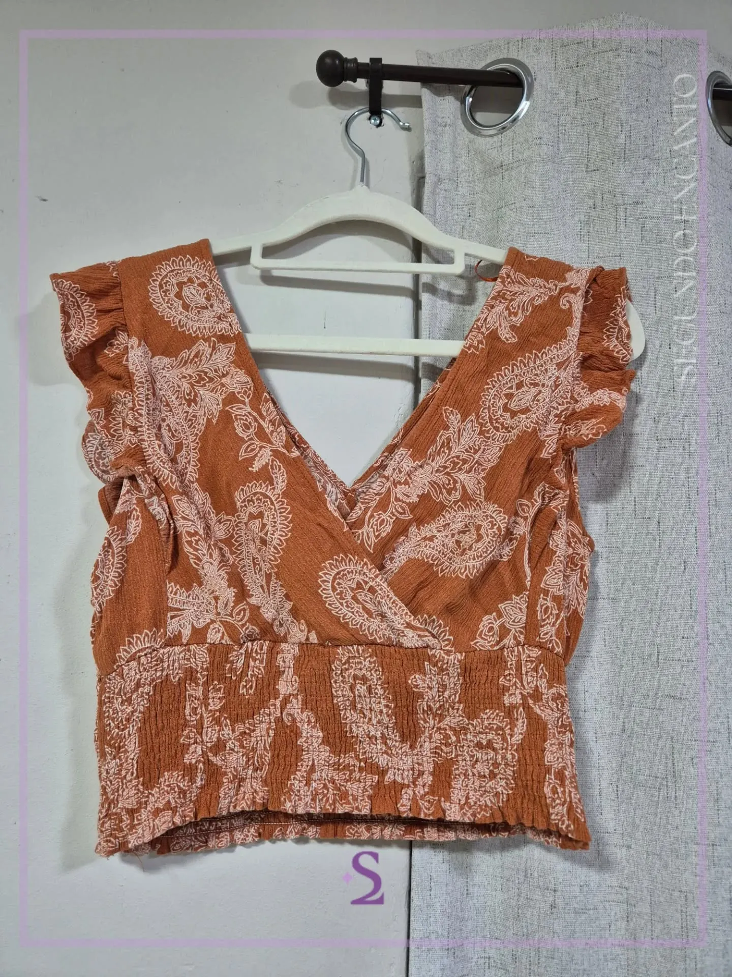 Crop top cuello V con elastico en la cintura M - Image 4