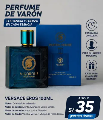 VIGOROUS | Perfume Masculino Tipo Versace Eros 100ml