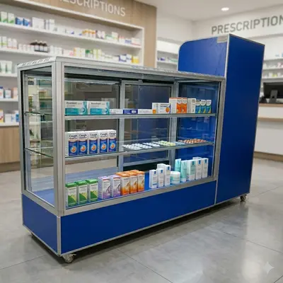 Vitrina mostrador  con modulo de cobro  1.80 m. de largo sku 4851