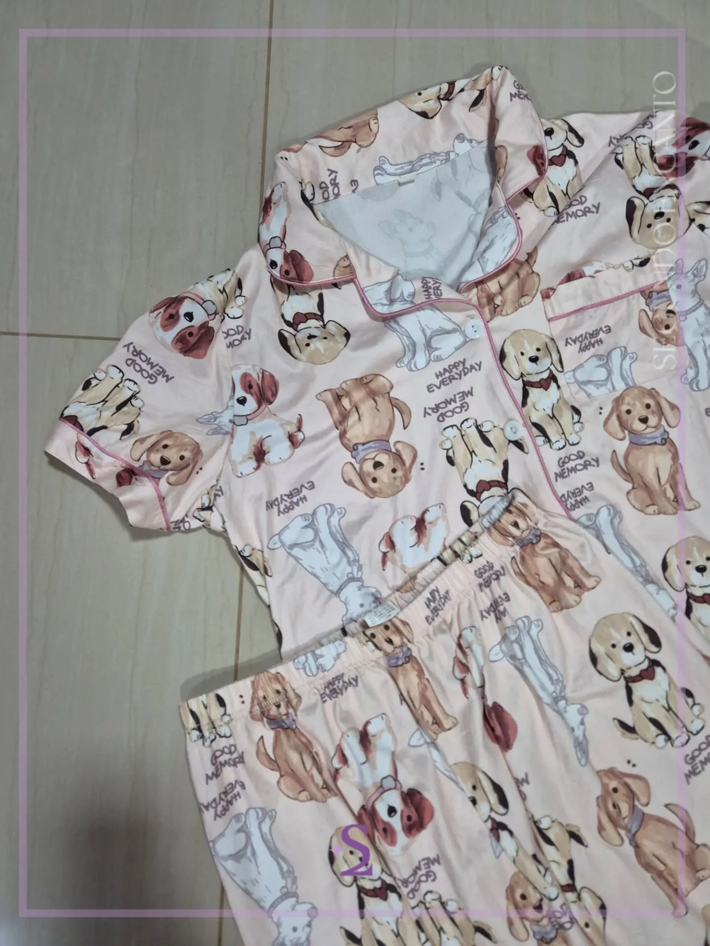 Set de pijama camisa y pantalon perritos L - Image 3