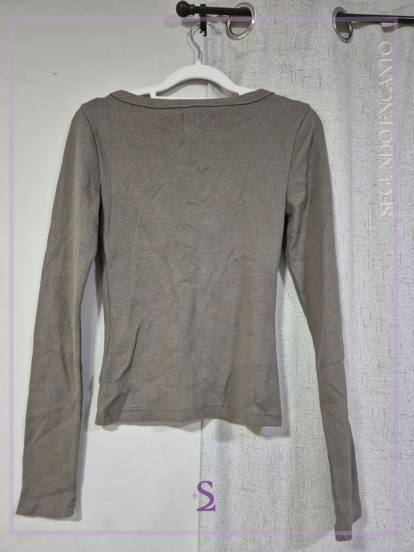 Camisa marron manga larga de botones XS - Image 2