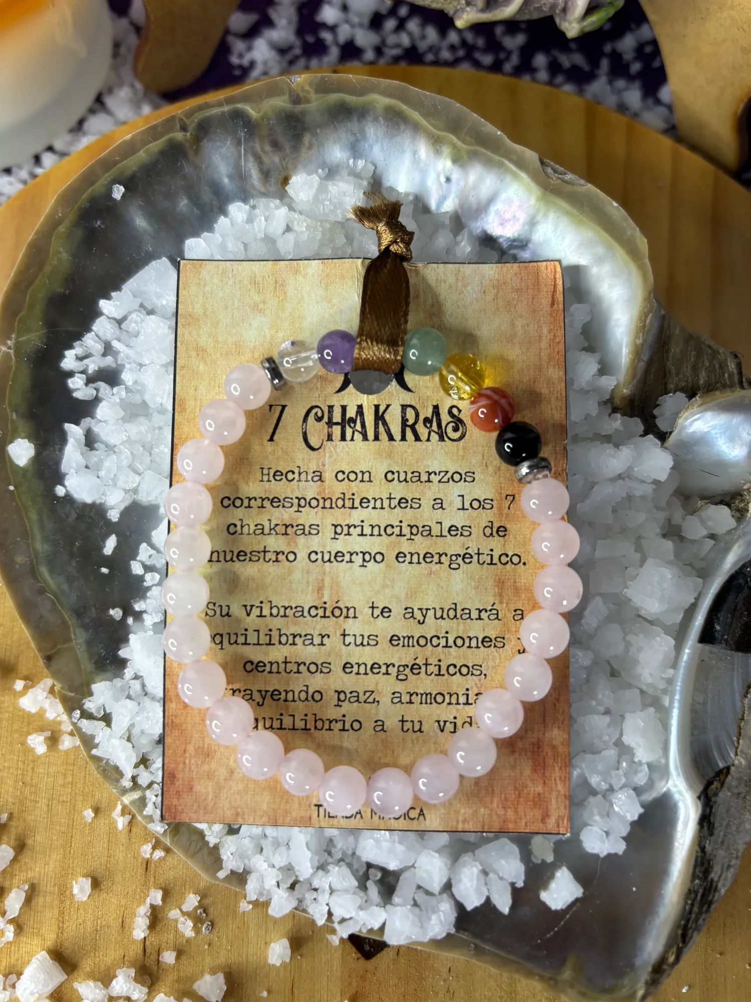Pulsera 7 Chakras y Cuarzo rosa - Image 1