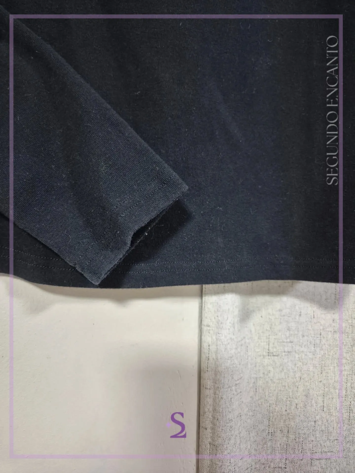 Camisa negra manga larga escote cuadrado L - Image 3