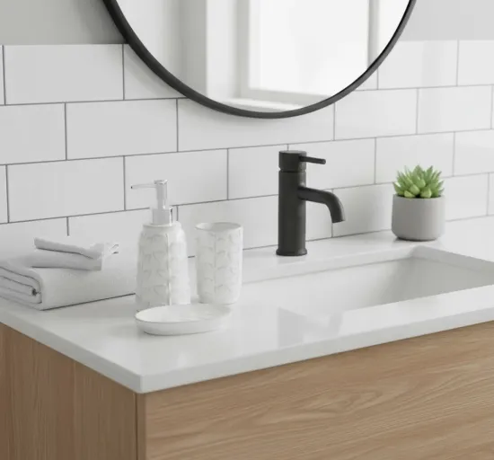 Set de baño 3 piezas de cerámica diseño hojas en relieve - Image 2