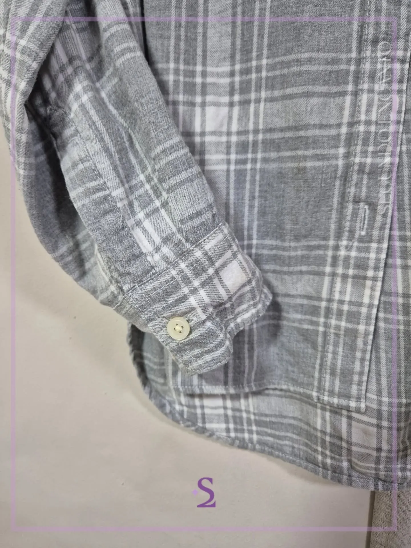 Camisa gris a cuadros manga larga M - Image 4
