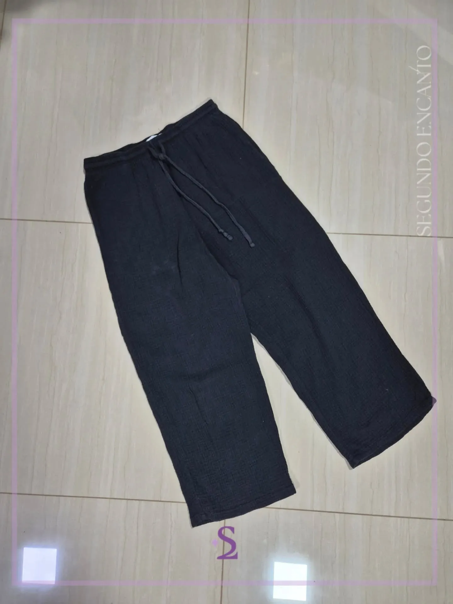 Pantalon de algodon color negro S - Image 1