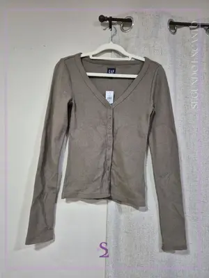 Camisa marron manga larga de botones XS