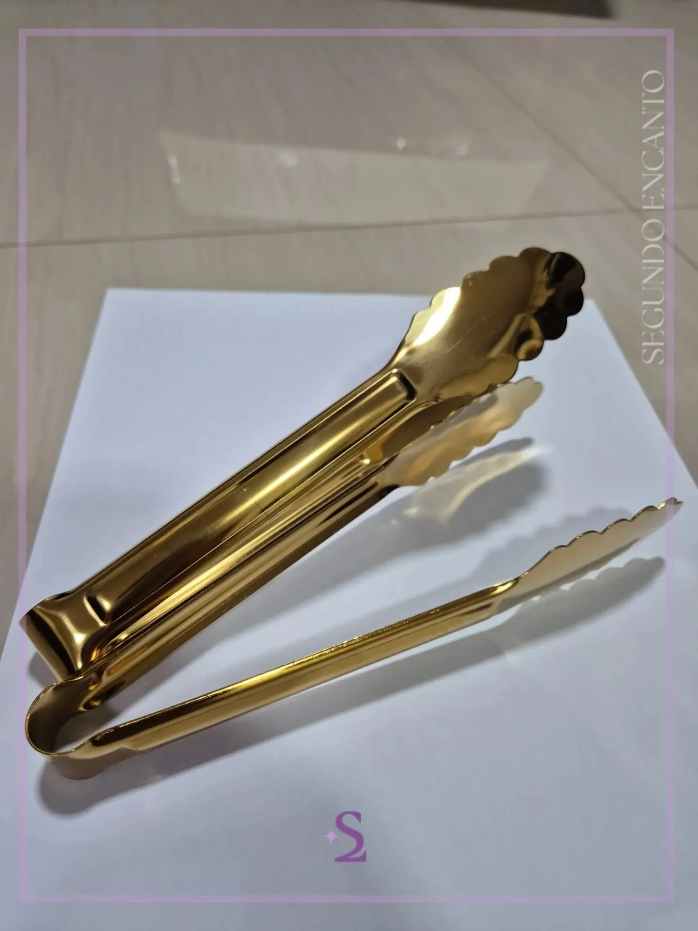 Pinzas doradas de acero para cocina - Image 2