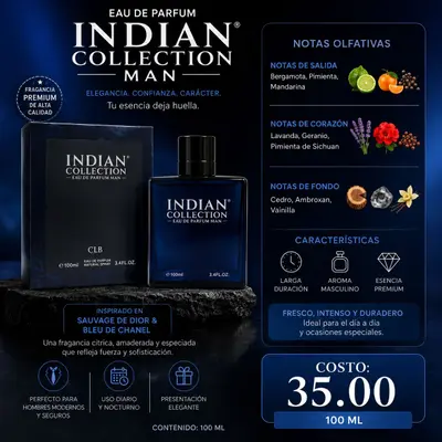INDIAN COLLECTION | Perfume Hombre Tipo Sauvage Dior & Bleu Chanel 100ML