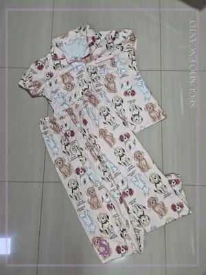 Set de pijama camisa y pantalon perritos L