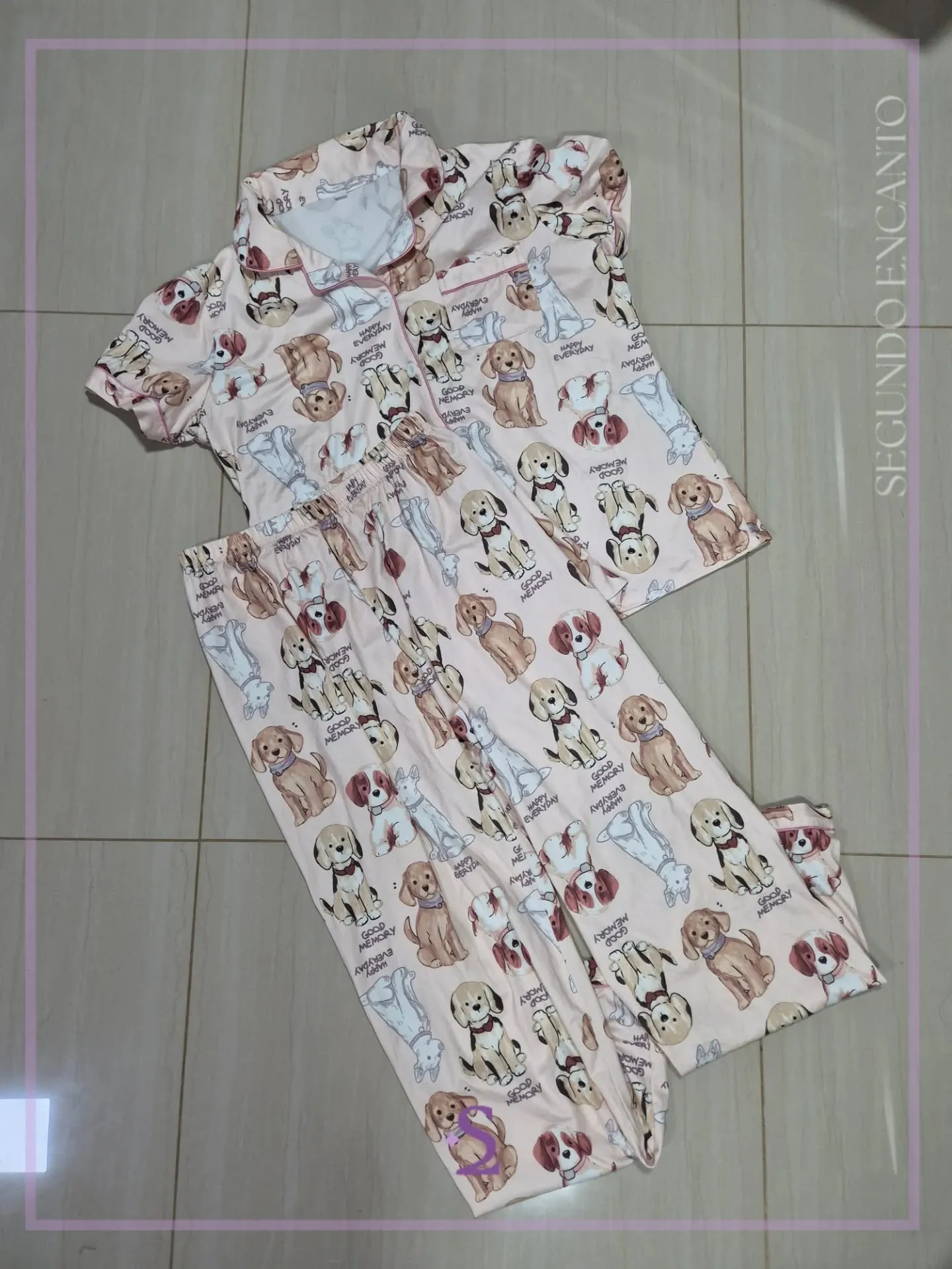 Set de pijama camisa y pantalon perritos L - Image 1