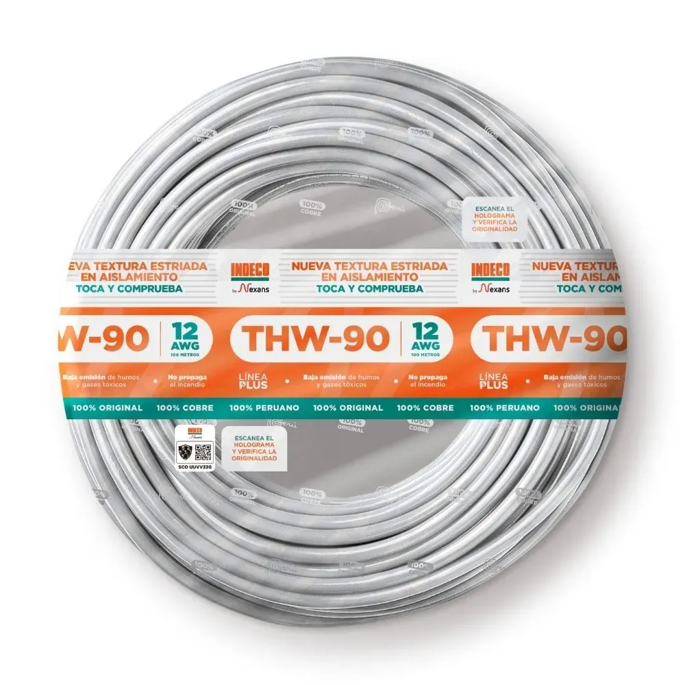 Cable THW-90 +plus 450/750 V 12 AWG 100m Indeco - Image 2