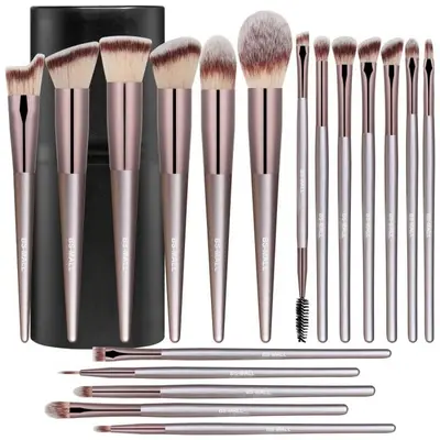 Juego de 18 brochas de maquillaje, base sintética de alta calidad, correctores de polvo, sombras de ojos, brochas de maquillaje con estuche negro