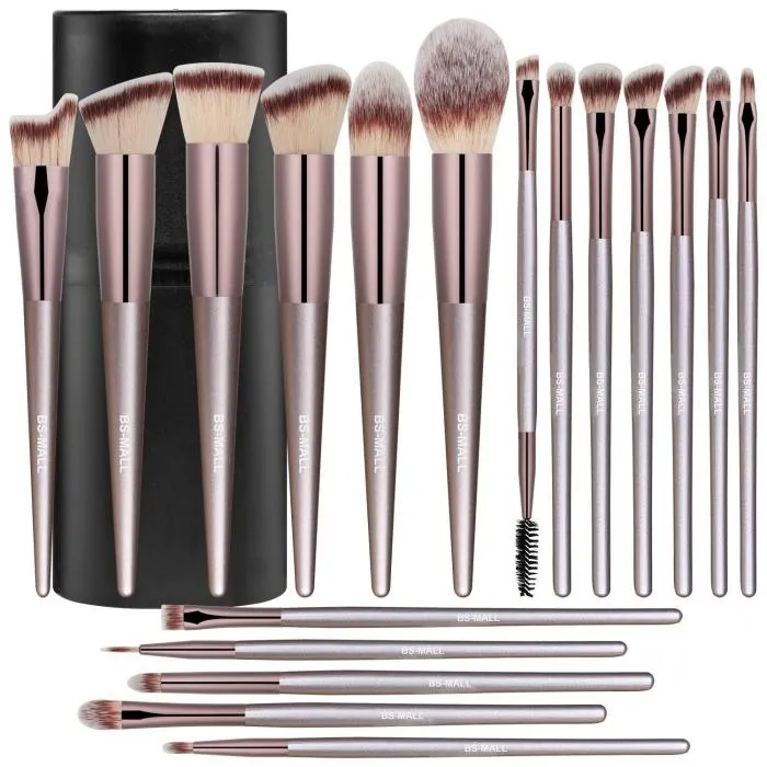 Juego de 18 brochas de maquillaje, base sintética de alta calidad, correctores de polvo, sombras de ojos, brochas de maquillaje con estuche negro - Image 1