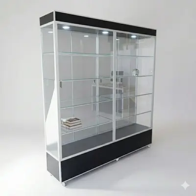 Vitrina Aparador, Exhibidor Mostrador Cristal De 1.80 m. x1.80 m. x 40cm sku 741