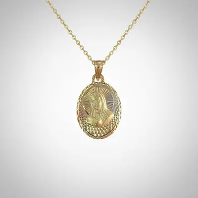 Medalla Ovalada de la Virgen de Guadalupe 10k 0.6g (SIN CADENA)