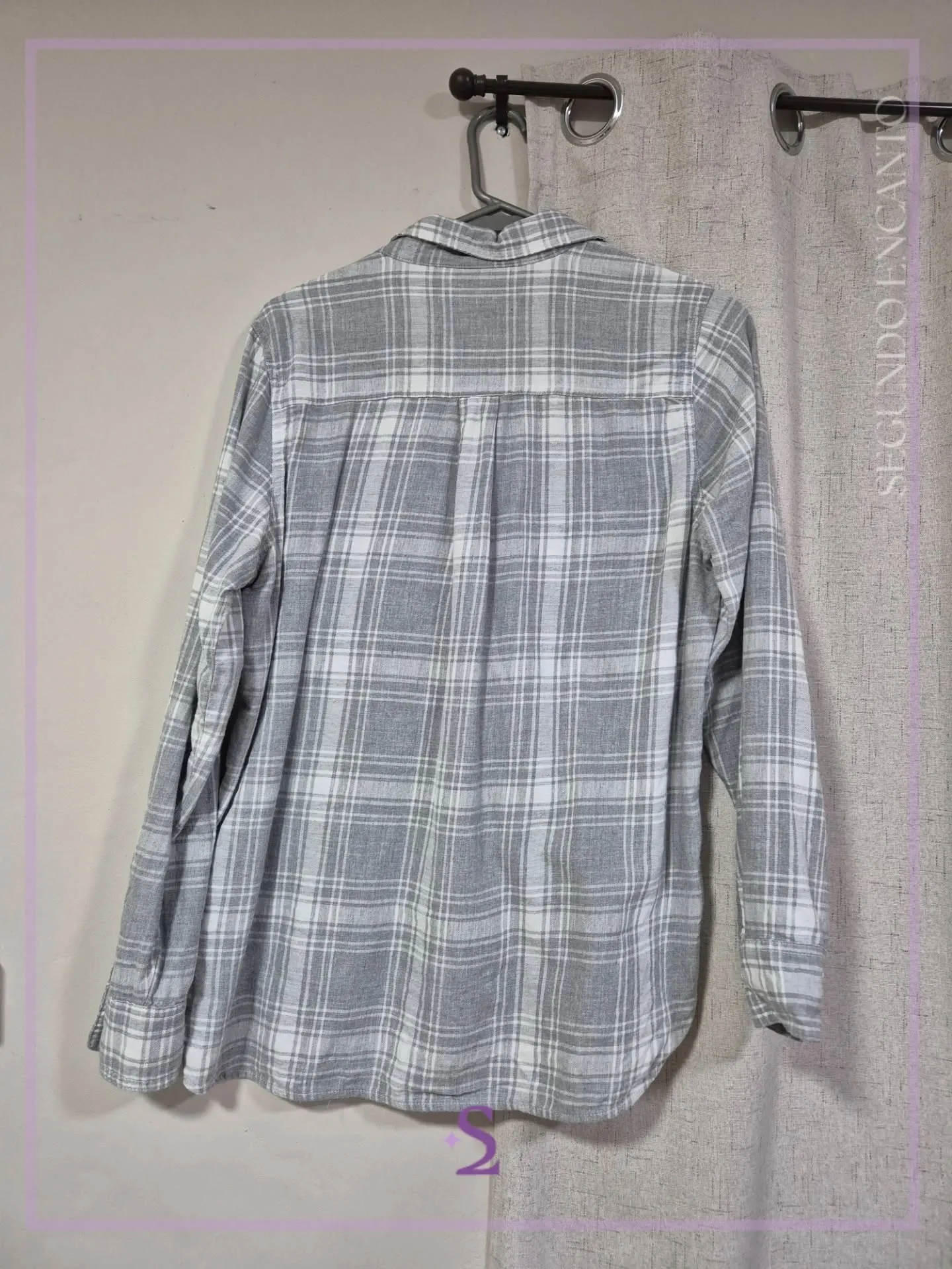 Camisa gris a cuadros manga larga M - Image 6